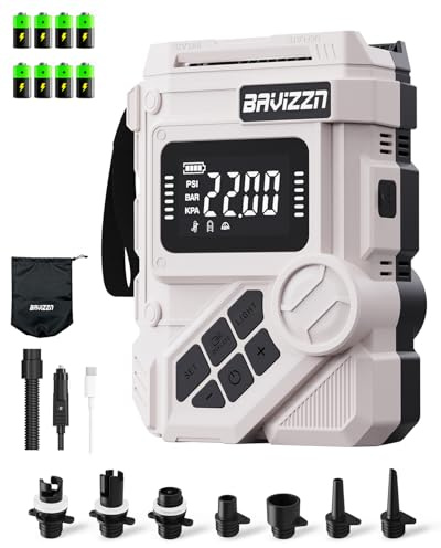 BAVIZZN 22Psi Paddle Board Electric Pump 59.2WH Paddle Board Pump Rechargeable 45W Type C Inflator And Deflator 12V Dc For Paddle Board,Boat,Kayaks,Water Sports