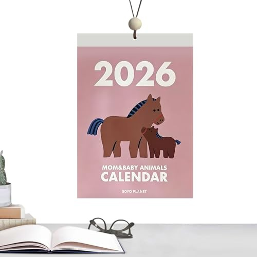 Cute Pony Planner, 2026 Wall Calendar, Tear-Off Daily Calendar with Rope, Monthly Planner with Fun Design, Organization Tool for Birthday Travel Vacation and Health Tracking