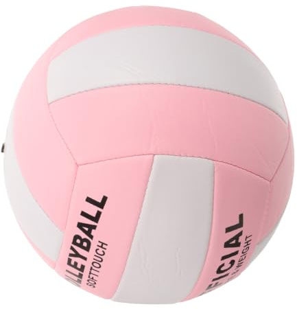 Veemoon Ballon de Volley-Ball Souple Taille 5 pour Entraînement et Compétition en Salle, Matériau Épais Anti-, Couleur Blanc Rosé, Ballon D’entraînement Polyvalent pour Volley-Ball