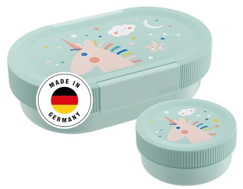SIGG Lunchlåda set för barn – Lumo Unistar – matlåda med extra burk – fjäderlätt brödlåda enhörning – 2-i-1 – BPA-fri – ljusblå – 0,8 l