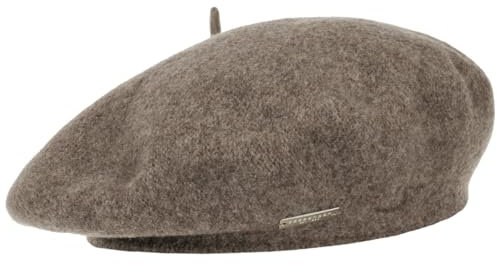 Seeberger Damenbaske Schurwolle Baskenmütze Wollbaske Winterbaske Schurwollmütze Damen - Herbst-Winter Winter - One Size Taupe