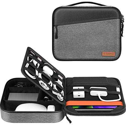 FINPAC Elektronische Tasche Kabeltasche - Elektronik zubehör organisator Reisetasche, Zubehörtasche für Handy Ladegeräte, Festplatten, Kabel, SD-Karte, Powerbank, Maus, Kart, Dunkelgrau