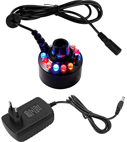 XUJAIOLQP Mini Mist Maker, 12 LED Mister Fogger Water Fountain Pond Fog Machine Humidificador, Fuente de Habitación Mister Foggers Perfecto para Halloween, Decoración de Navidad