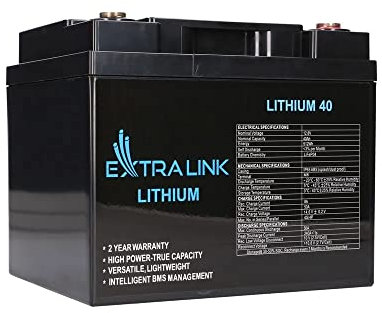 Extralink LiFePO4 40AH | Lithium-Eisen-Phosphat-Akku, Nennkapazität von 40Ah | 12,8V | BMS | kompakte Größe, geringes Gewicht bei hoher Leistung und Langer Lebensdauer | ideal für Wohnmobile, Boote
