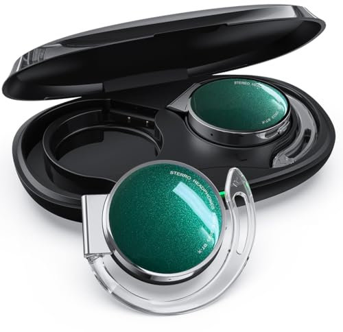 Micool On-Ear Headphones Bluetooth V5.3, Clip on Earphones Wireless with Earhooks, Open Ear Sports Headset Bluetooth with 4 Microphones, Noising Cancelling/Long Battery Life/with Charging Case