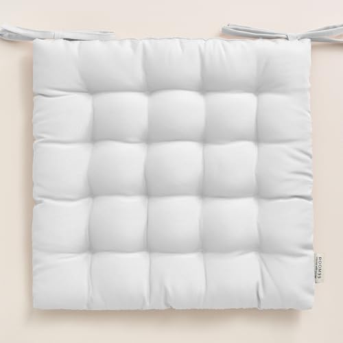 ROOM99 Aura stolkudde 40 x 40 cm sittkudde sittkudde med band dekorativa kuddar stol golv golvkuddar utomhus inomhus vardagsrum vit, 1 styck