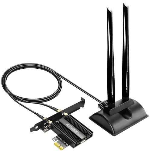 GLOTRENDS WiFi 5 PCIe Card with 2-Meter Extension Antenna for Desktop PC, Intel 7265 Chip, 802.11ac, Bluetooth 4.2, Support Windows 11/10/7/Linux, Support Intel/AMD Motherboard