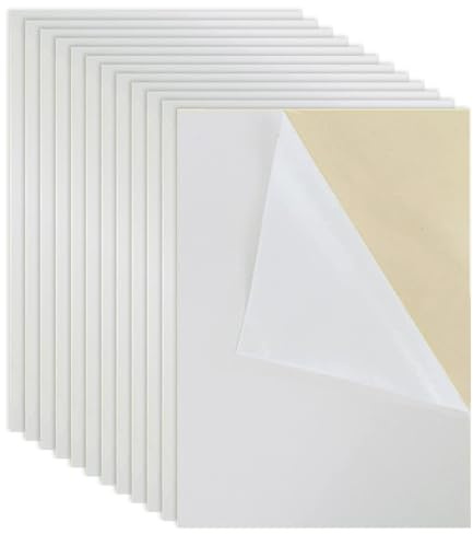 JMOOT White Self Adhesive Felt Fabric Sheets, 12 Pcs Sticky Back Felt Sheet with Adhesive Backing A4 Size Fabric Sticky Back Sheets for Craft