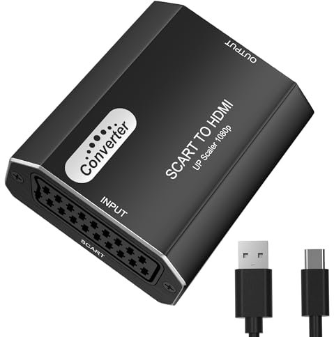 Scart to HDMI Converter, Aluminum Shell Scart HDMI Converter, Full HD 720P/1080P Switch Video Audio Upscale Converter for TV, HDTV Monitor STB VHS Xbox PS3 Sky Blu-ray DVD Playe