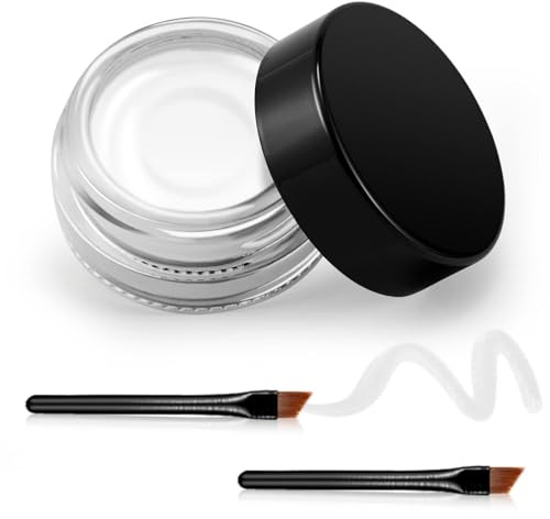 Erinde Vit vattentät gel eyeliner med hög intensitet, kräm-gel eyeliner med hög intensitet, ögonmakeup, vattentät eyeliner med 2 borstar, 04# vit