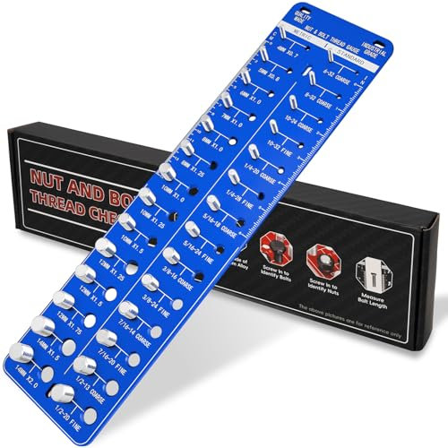 28 tester filettati, tester per filettatura dadi e bulloni, calibro per marcatura con 14 standard e 14 metrici, blu