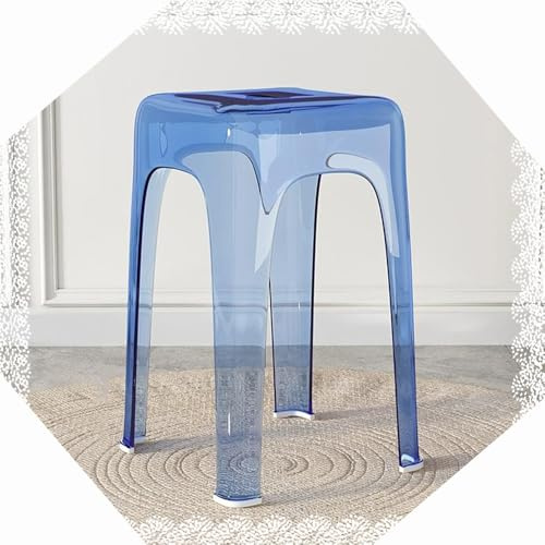 DAQXYH Sgabelli Impilabili per Casa Sgabello Trasparente Sgabelli Alti Impilabili 46cm Sgabello da Bar in Acrilico per Riunioni di Famiglia, Soggiorno, Cucina(Blue)