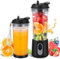 SOLVIEW Tragbarer Mixer Smoothie Maker to go, 500ml Smoothie Mixer mit 4 Rostfreien Klingen Zerkleinert Eis & Obst, USB Wiederaufladbarem Mini Standmixer mit Stroh, Reise-Deckel und Bürste, Schwarz