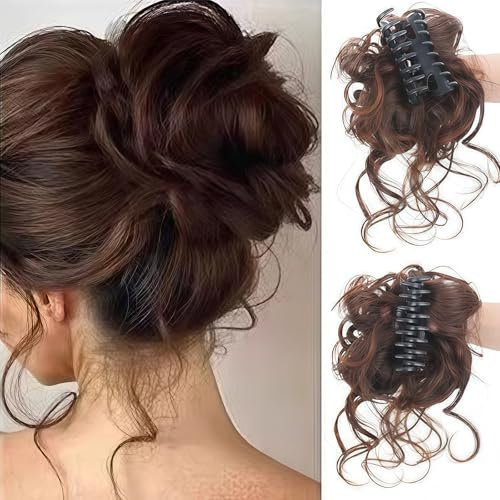 SSKHE 2 pièces queue de cheval postiche naturelle, pince cheveux synthétique bouclée ondulée, accessoires cheveux mode femmes