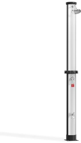 FIVMEN Gartendusche 40L Solardusche Campingdusche inkl. Schutzhaube, Aussendusche mit Wasserhahn Regenduschkopf für Garten Pooldusche Camping, bis 60°C, Silber