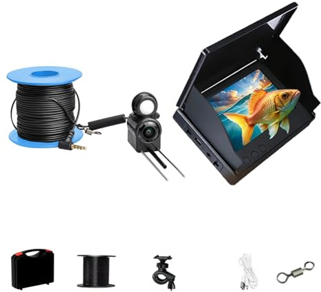 Sistema de búsqueda de peces recargable de 8000 mAh, pantalla 4.3, cámara de 500 MP, cable a prueba de corrosión de 30 m, para pescadores profesionales, cable de cámara de pesca resistente