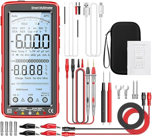 AYMBH 681 Rechargeable Digital Professional Multimeter – 6000 Count True RMS Auto-Scanning Tester with Non-Contact Voltage Detection, LCD Backlit Screen & Flashlight