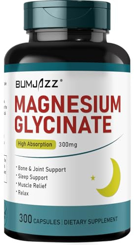 Magnesiumglycinatkapslar, kosttillskott 300 Kapslar Styck - 300mg - 100% kelat för hög absorption, veganskt essentiellt mineral