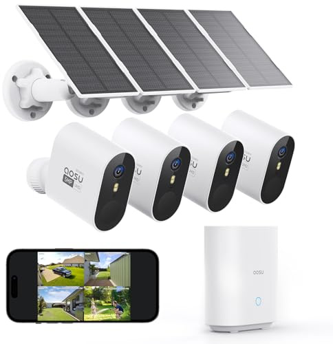 aosu 3K Überwachungskamera Aussen Solar Akku Kit, 32G Lokal, 365 Tage, PIR