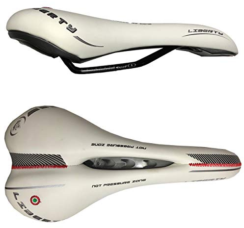 Selle Montegrappa Liberty Selle de vélo confortable en gel avec coussin doux Design adapté pour vélo de route et vélo de montagne Antiprostate, blanc