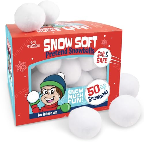 Narwhal Novelties 50 Pack Fun Fake Snowball for Kids 2 Inches - Artificial Snowballs Bulk for Indoor and Outdoor - Snow Ball for Decorations, Winter Toy Games Fights - Fun Christmas Party Activities