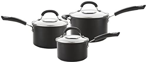 Circulon 5011275839375 Total Hard Anodised 3 Piece Saucepan Set, Plastic