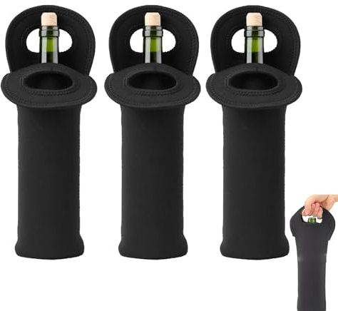 Wine Bag,3Pcs Neoprene Wine Champagne Bottle Holder Tote Carrier with Handle 17.17x4.52 inch Bottle Sleeve Protector Drinks Carrying Bag for Travel Protector Home Picnic