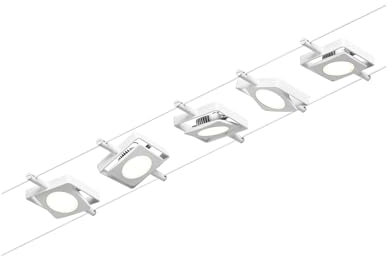 Paulmann 94422 CorDuo LED Seilsytem Set MacLED DC incl. 5x4,5 Watt erweiterbar Weiß, Chrom Drahtseil Metall 3000 K