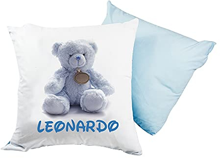 Cojín personalizado con nombre, 40 x 40, desenfundable y lavable con suave relleno - Idea regalo para cumpleaños, Navidad (oso rosa)