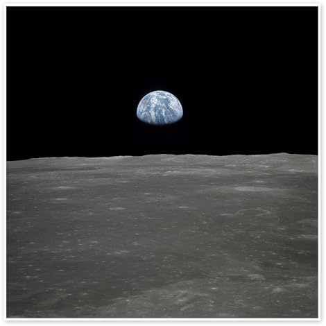 Apollo 11 Aufgang der Erde über dem Mond, Juli 1969 Poster von NASA 60 x 60 cm Schwarz Wandbilder Wanddeko