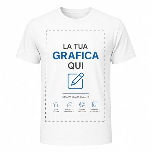 T-shirt cotone personalizzabile, maglia unisex personalizzata con stampa per Uomo e Donna, maglietta personalizzata su richiesta 100% made in Italy