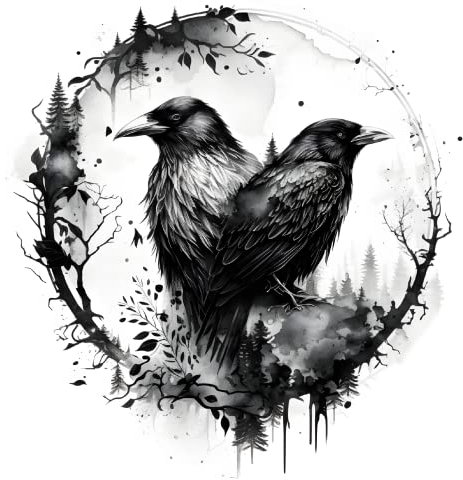 Samunshi Hugin und Munin Raben Krähen Aufkleber Autoaufkleber für Motorrad Fahrrad Roller oder Auto Sticker Fahrrad MTB Mountainbike Rennrad Viking Wikinger (8x10cm Hugin und Munin Raben Krähen)