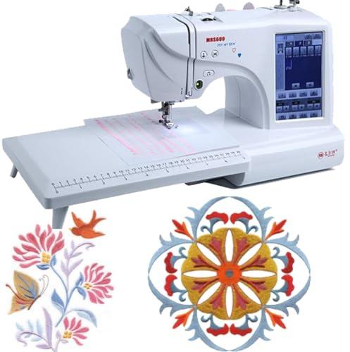 DPLXQPP Machine à Broder électrique,Machine à Coudre Automatique avec Zone Broderie De 4 X 9,2 Et écran Tactile LCD,114 Motifs Intégrés