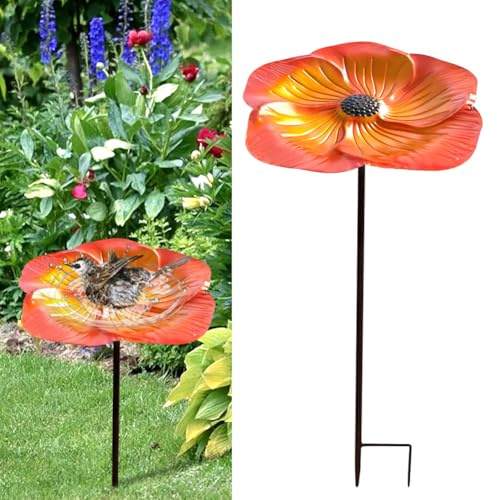 Abreuvoir à Oiseaux Debout Sur Pied, Bains pour Oiseaux Sauvages, Mangeoire De Jardin, Décoration pour Jardin Balcon (Brun Doré)