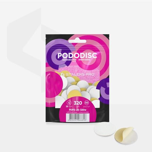 STALEKS PRO Expert PODODISC L - Abrasivi monouso per lima per piedi (grana 320, 50 pezzi) - Lime abrasive a strato in schiuma morbida per lucidatura e levigatezza a lungo termine