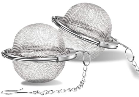 YHT 2 PCS Ball Tea Infuser for Loose Tea,Mesh Stainless Steel Tea Strainer with Chain,Tea Filter for Loose Leaf Tea and Daily Tea Cooking