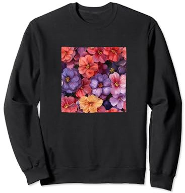 Bergenia Flower Watercolor Pattern Graphic Sweatshirt
