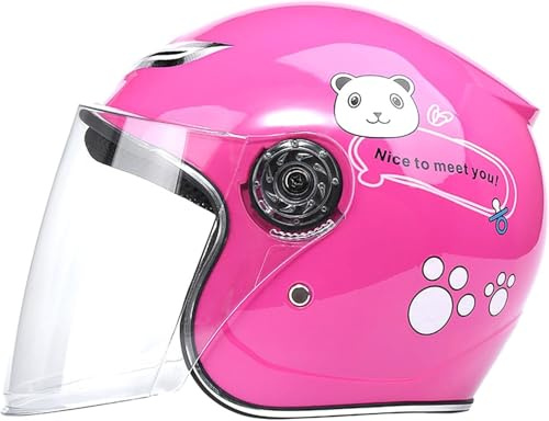 Casco de motocicleta abierto para niños, casco de scooter con visera aprobado por ECE, casco de scooter para niños y niñas de 3 a 12 años B,57-60CM H,57-60CM