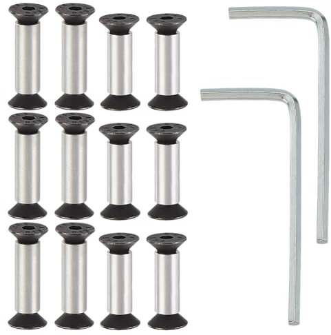 AHANDMAKER 12 rivetti per bulloni con manico per coltelli, con 2 chiavi esagonali, dadi di fissaggio a vite in 2 misure, materiale fai da te, viti per coltelli da 5 mm, rivetti ciechi per manici di