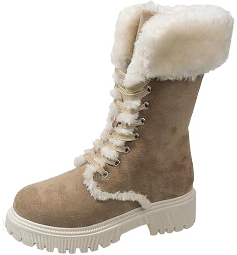 Botas cortas de mujer bajas antideslizantes con cálido acolchado de goma Botas de mujer de invierno de nieve Casual Botas Walking cómodas Botas marrones mujer impermeables botas al aire libre, verde