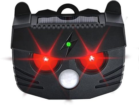 Répulsif pour animaux Catoco solaire à ultrasons avec lumières Catoco clignotantes IP54 Batterie intégrée 1000 mAh pour singes, rats, écureuils, oiseaux