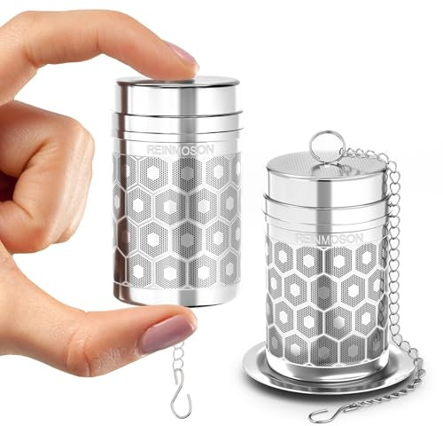 Reinmoson Infusore per tisane acciaio inox – 3 × 5,6 cm mini infusore tè a maglia extra fine, filtro tè infusione, colino filtro per tisane, confezione da 2, ideale per tè nero, rooibos, ecc.