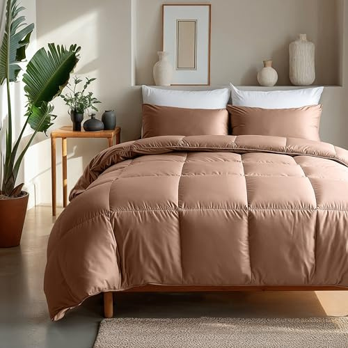 Zelesta Satinbed Couette sans Housse - Couette de Satin - Couette Lavable sans Housse - Linge de lit Couette Hiver et Couette été Chaude - Hypoallergénique (Timeless Terra, 200x200 cm)