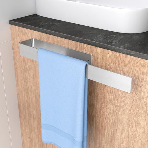 BETHOM Porte-serviettes de salle de bain, sans perçage, 40 cm, autocollant, en métal, nickel brossé, étanche, résistant à la rouille, pour salle de bain et cuisine