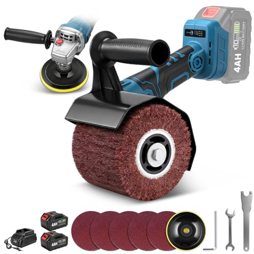 3IN1 Burnishing Polishing Machine & Buffer Polisher & Angle Grinder, 1200W Brushless Handheld Electric Metal Burnishing Machine with 2x4.0Ah Batteries, 3 Variable Speed, 9000RPM With Polishing Wheel
