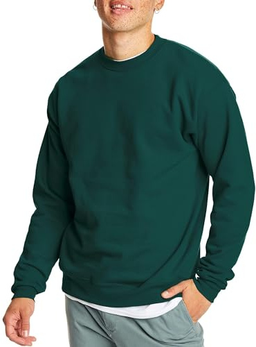 Hanes EcoSmart Fleece, Pullover Crewneck Sweatshirt, 1 Or 2 Pack Maglia di Tuta, Foresta Profonda, XXXXL Uomo