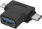 PremiumCord Adaptateur USB 3.0 vers USB-C + Micro USB B Femelle vers mâle USB 3.0 Type A Femelle USB 3.1 Type C mâle Noir