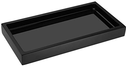 Emibele Smyckesbricka i harts, rektangulär marmorsmyckesplatta, organisatörslåda förvaringstallrik för smycken ring badrumshalsband, dekorativ bricka i nordisk stil, svart