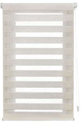 Blindecor - Indus doppelrollo klemmfix ohne bohren - duo rollo klemmfix Leinfarben - 85 x 130 cm(Breite x Länge) Stoffgröße 82 x 125 cm