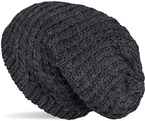 styleBREAKER Cuffia Beanie in Maglia Unisex a Maglia Grossa, Cuffia Beanie Lunga, Cuffia Invernale in Maglia 04024158, Colore:Grigio Scuro